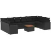 vidaXL Salon de jardin 11 pcs avec coussins noir résine tressée