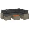vidaXL Salon de jardin 8 pcs avec coussins gris résine tressée