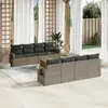 vidaXL Salon de jardin 9 pcs avec coussins gris résine tressée