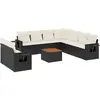 vidaXL Salon de jardin 10 pcs avec coussins noir résine tressée