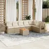 vidaXL Salon de jardin avec coussins 8 pcs beige résine tressée