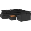 vidaXL Salon de jardin 9 pcs avec coussins noir résine tressée