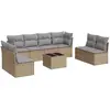 vidaXL Salon de jardin avec coussins 9 pcs beige résine tressée