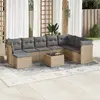 vidaXL Salon de jardin avec coussins 9 pcs beige résine tressée
