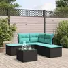 vidaXL Salon de jardin 6 pcs avec coussins noir résine tressée