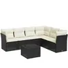 vidaXL Salon de jardin 7 pcs avec coussins noir résine tressée