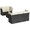 vidaXL Salon de jardin 7 pcs avec coussins noir résine tressée