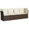 vidaXL Salon de jardin 4 pcs avec coussins marron résine tressée