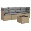 vidaXL Salon de jardin avec coussins 5 pcs beige résine tressée