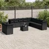 vidaXL Salon de jardin 12 pcs avec coussins noir résine tressée