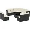 vidaXL Salon de jardin 12 pcs avec coussins noir résine tressée