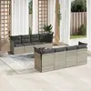 vidaXL Salon de jardin 9 pcs avec coussins gris clair résine tressée