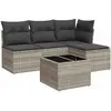 vidaXL Salon de jardin 5 pcs avec coussins gris clair résine tressée