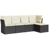 vidaXL Salon de jardin 5 pcs avec coussins noir résine tressée
