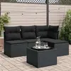 vidaXL Salon de jardin 5 pcs avec coussins noir résine tressée
