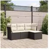 vidaXL Salon de jardin 4 pcs avec coussins noir résine tressée
