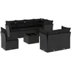 vidaXL Salon de jardin 9 pcs avec coussins noir résine tressée