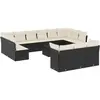 vidaXL Salon de jardin avec coussins 14 pcs noir résine tressée