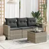 vidaXL Salon de jardin 4 pcs avec coussins gris clair résine tressée