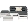 vidaXL Salon de jardin 5 pcs avec coussins blanc bois massif de pin