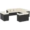 vidaXL Salon de jardin 11 pcs avec coussins noir résine tressée