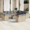 vidaXL Salon de jardin avec coussins 14 pcs beige résine tressée