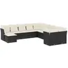 vidaXL Salon de jardin 11 pcs avec coussins noir résine tressée
