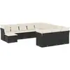 vidaXL Salon de jardin 12 pcs avec coussins noir résine tressée