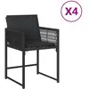 vidaXL Chaises de jardin lot de 4 avec coussins noir résine tressée