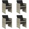vidaXL Chaises de jardin avec coussins 4 pcs gris clair résine tressée