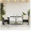 vidaXL Ensemble de bistro 3 pcs avec coussins noir résine tressée