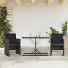 vidaXL Ensemble de bistro 3 pcs avec coussins noir résine tressée