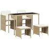vidaXL Ensemble à manger de jardin avec coussins 5pcs Beige poly rotin