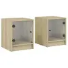 vidaXL Tables de chevet et portes vitrées 2pcs chêne sonoma 35x37x42cm