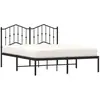vidaXL Cadre de lit métal avec tête de lit noir 140x190 cm