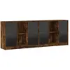 vidaXL Bibliothèque avec portes chêne fumé 204x37x75 cm