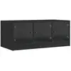 vidaXL Table basse avec portes en verre noir 102x50x42 cm
