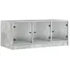 vidaXL Table basse avec portes en verre gris béton 102x50x42 cm