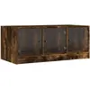 vidaXL Table basse avec portes en verre chêne fumé 102x50x42 cm