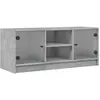 vidaXL Meuble TV avec portes en verre gris béton 102x37x42 cm