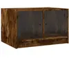 vidaXL Table basse avec portes en verre chêne fumé 68x50x42 cm