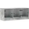 vidaXL Meuble TV avec portes en verre gris béton 102x37x42 cm