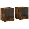 vidaXL Tables de chevet et portes vitrées 2 pcs chêne fumé 35x37x42 cm