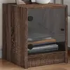 vidaXL Tables de chevet et portes vitrées 2pcs chêne marron 35x37x42cm
