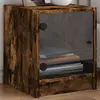 vidaXL Table de chevet avec porte en verre chêne fumé 35x37x42 cm