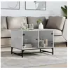 vidaXL Table basse avec portes en verre gris béton 68,5x50x50 cm