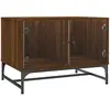vidaXL Table basse avec portes en verre chêne marron 68,5x50x50 cm