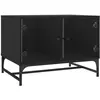 vidaXL Table basse avec portes en verre noir 68,5x50x50 cm