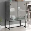 vidaXL Armoire latérale avec portes en verre gris béton 69x37x100 cm
