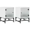 vidaXL Tables de chevet avec portes en verre 2 pcs blanc 35x37x50 cm